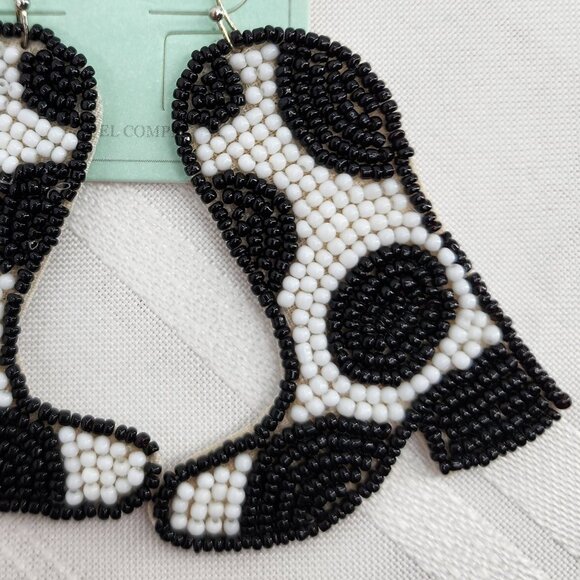 ICON Cow Print Cowboy Boot Seed Bead Pierced Earrings NWT - Picture 5 of 5